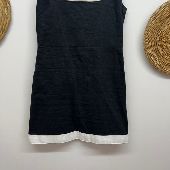 Abercrombie Black White Linen Blend Sleeveless Mini Dress Medium Minimalist - Picture 5 of 7